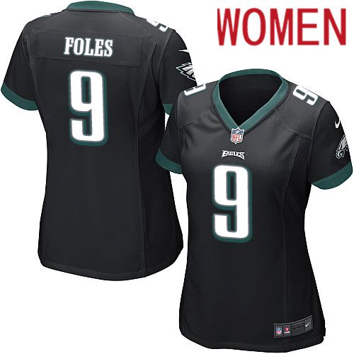 Women Philadelphia Eagles #9 Nick Foles Nike Black Game NFL Jersey